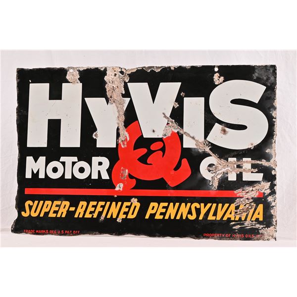 HyVis Motor Oil Double Sided Porcelain Sign
