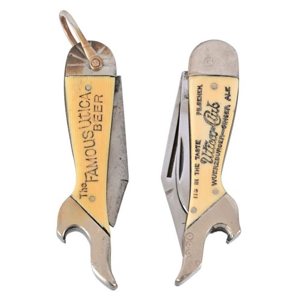 Utica Club Beer Advertising Gal Leg Pocket Knives