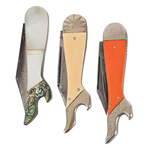 3 Vintage Gal Leg Pocket Knives