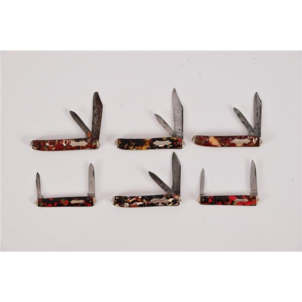 (6) End Of Day Celluloid Handle Pocket Knives