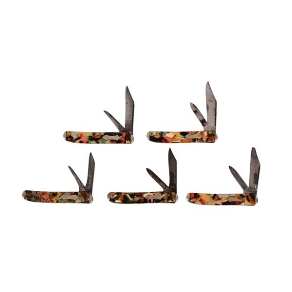 (5) End Of Day Celluloid Handle Pocket Knives