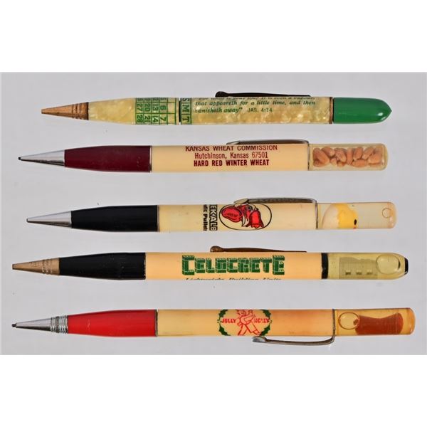 5 Vintage Novelty Advertising Mechanical Pencils