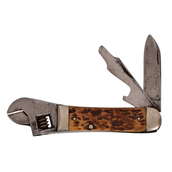 Cattaraugus Stag Handle Crescent Wrench Knife