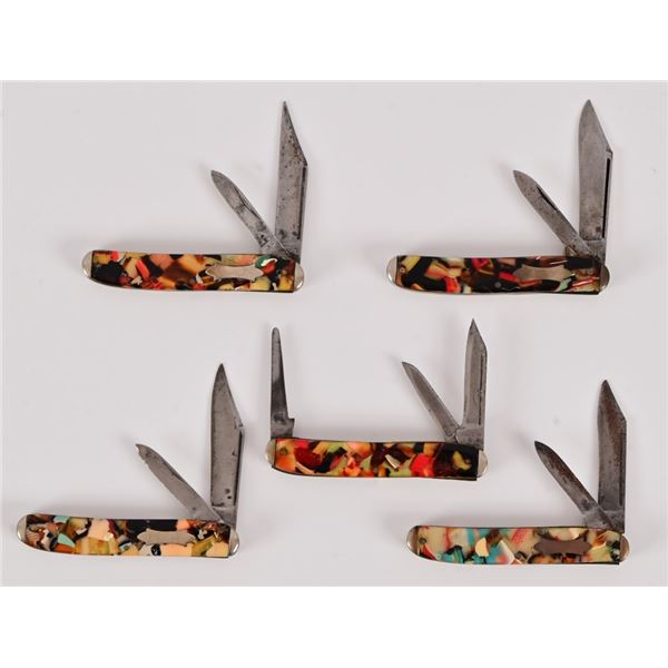(5) End Of Day Celluloid Handle Pocket Knives