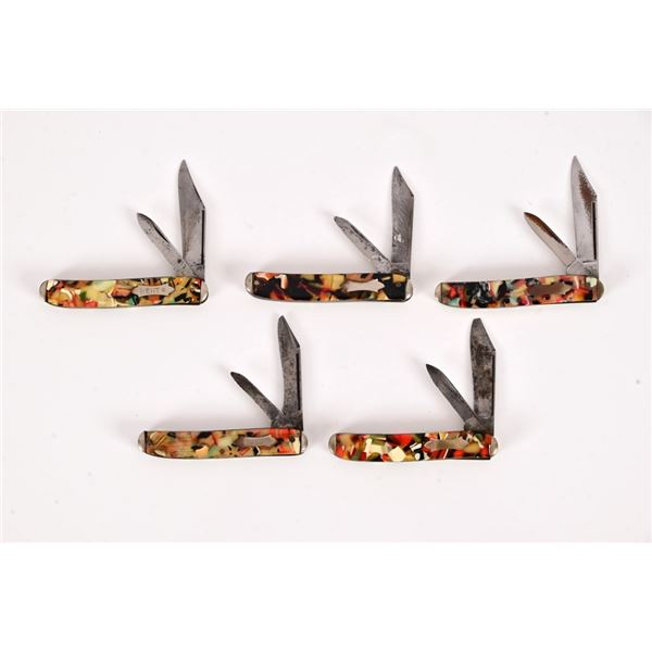 (5) End Of Day Celluloid Handle Pocket Knives