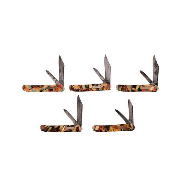 (5) End Of Day Celluloid Handle Pocket Knives