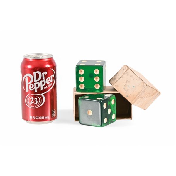 Pair of Jumbo 2" Translucent Green Dice