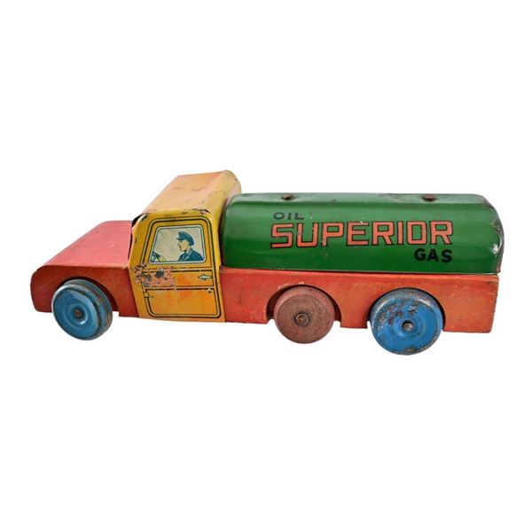 Wood Toy, Gas Tanker Truck Superior Oil Co.