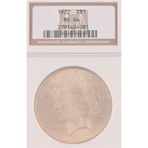 1922 Peace Silver Dollar NGC MS64