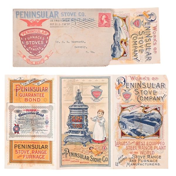 Two Antique Peninsular Stove Range Advertisements