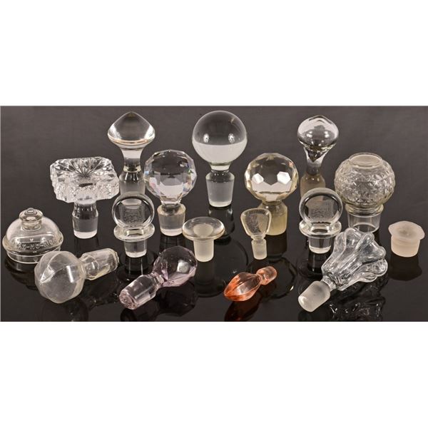 Collection of 17 Glass Bottle Stoppers