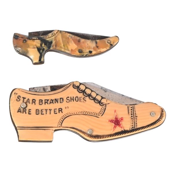 Two Shoe Shaped Advertising Pocket Knives