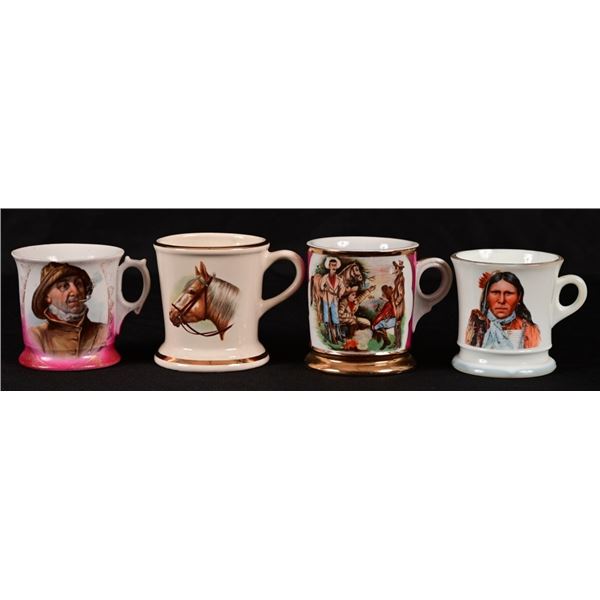 Collection of (4) Barbershop Shaving Mugs