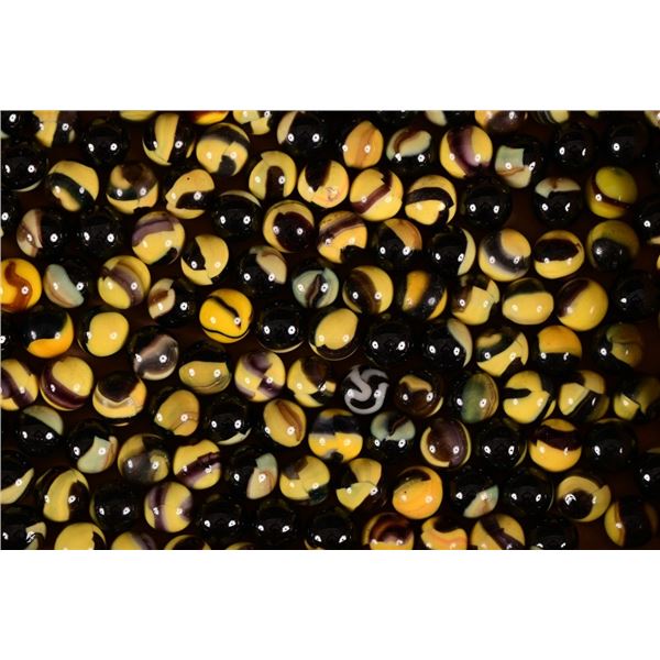 Collection of 196 Vintage Yellow & Black Marbles