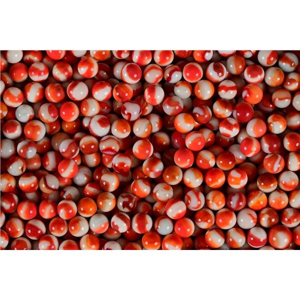 Collection of 593 Vintage Orange & White Marbles
