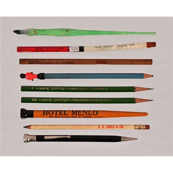 Nine Vintage Advertising & Novelty Pencils