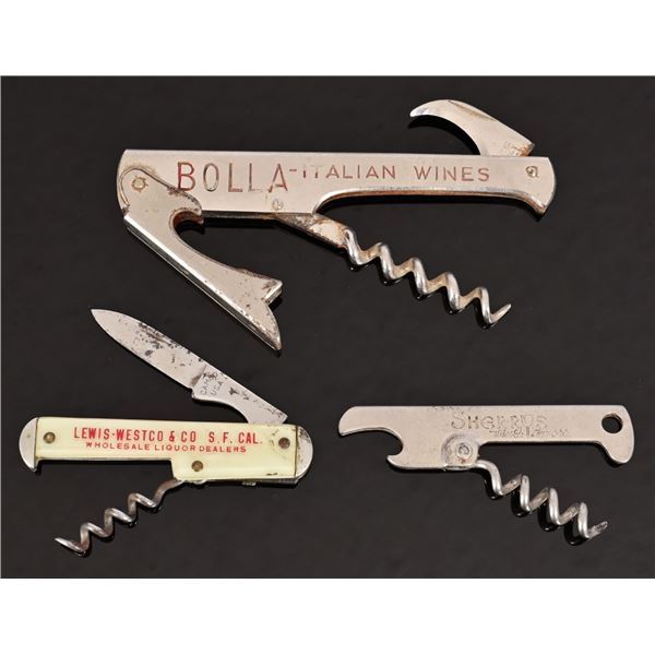 Three Advertisement Wine/ Bottle Openers