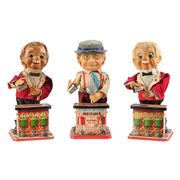 (3) 1960's Charley Weaver Bartender Toys