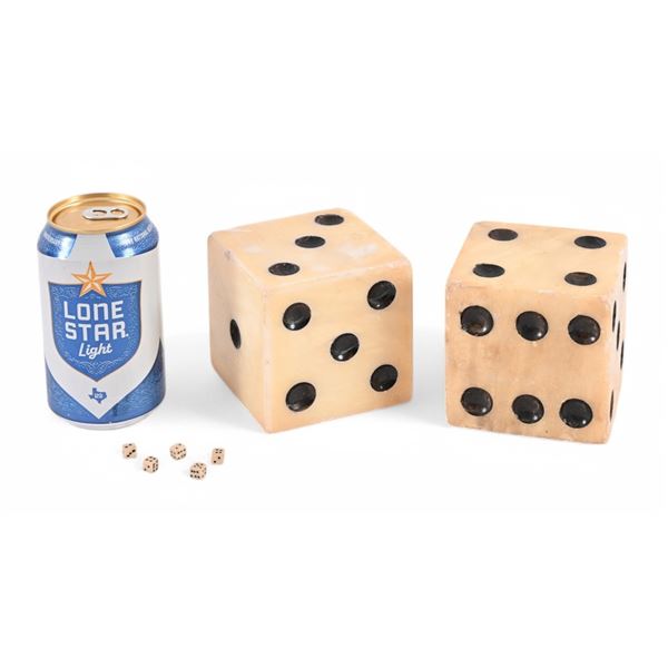 2 Antique Large Marble Dice & Mini Dice Set