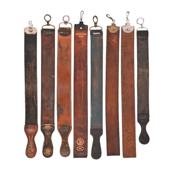 Collection of 8 Leather Barber Strops