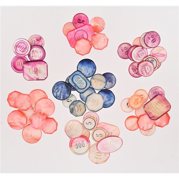Collection of Antique Mother of Pearl Poker Chips