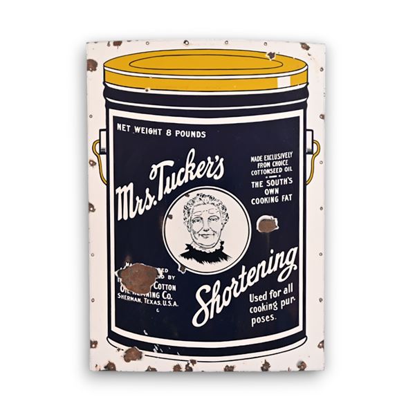 Mrs. Tucker's Shortening Texas Porcelain Sign