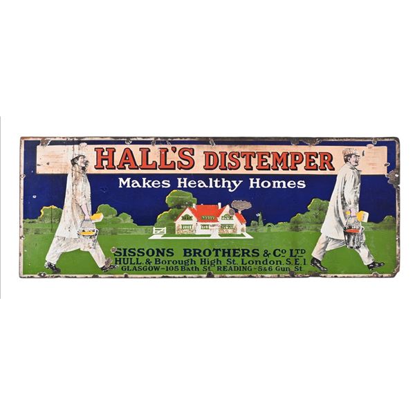 Hall's Distemper Porcelain Advertising Sign