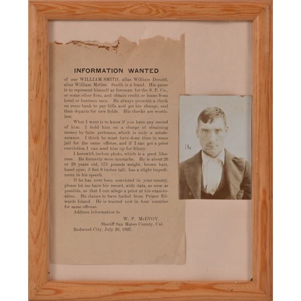 1897 California Sheriff Wanted Poster