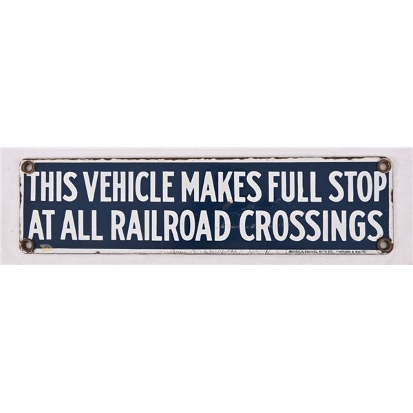 Rail Road Crossing Full Stop Porcelain Sign