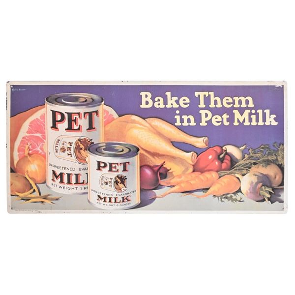 Pet Milk Litho Tin Advertising Sign