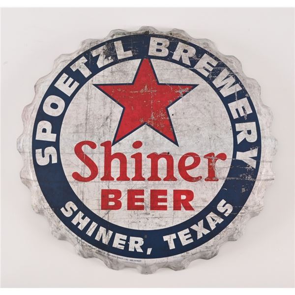 Shiner Beer Spoetzl Brewery Tin Bottle Cap Sign