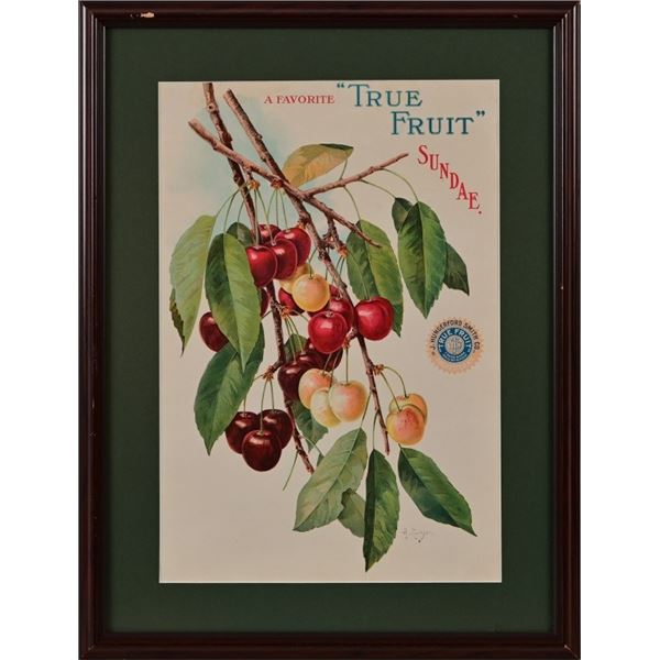 True Fruit Sundae Framed Advertising Lithograph