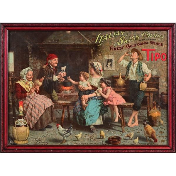 Italian Swiss Colony Framed Advertising Lithograph