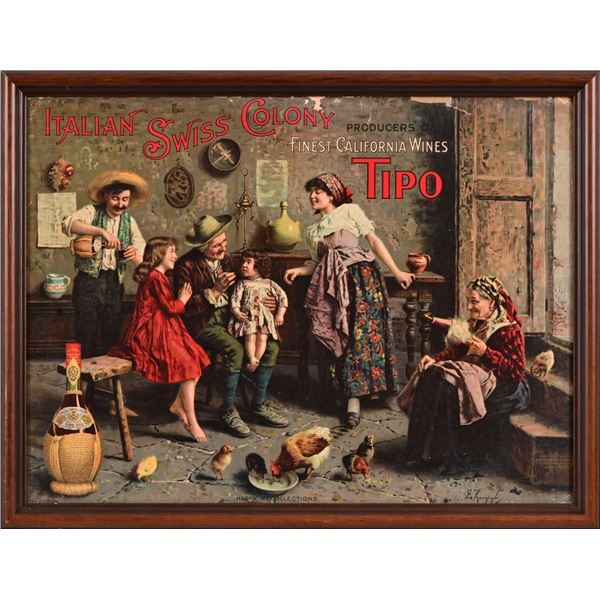 Italian Swiss Colony Framed Advertising Lithograph