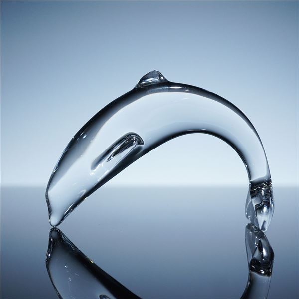 Baccarat Crystal Dolphin Figurine in a Dynamic Pose
