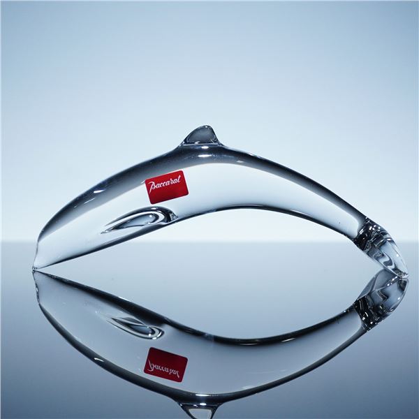 Baccarat Crystal Dolphin Figurine with Tail Down