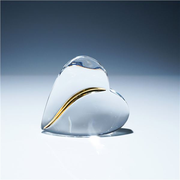 Baccarat Crystal Heart Paperweight with Golden Accent
