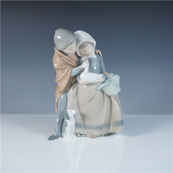 Nao by Lladro Porcelain Figurine, Boy and Girl with Goose