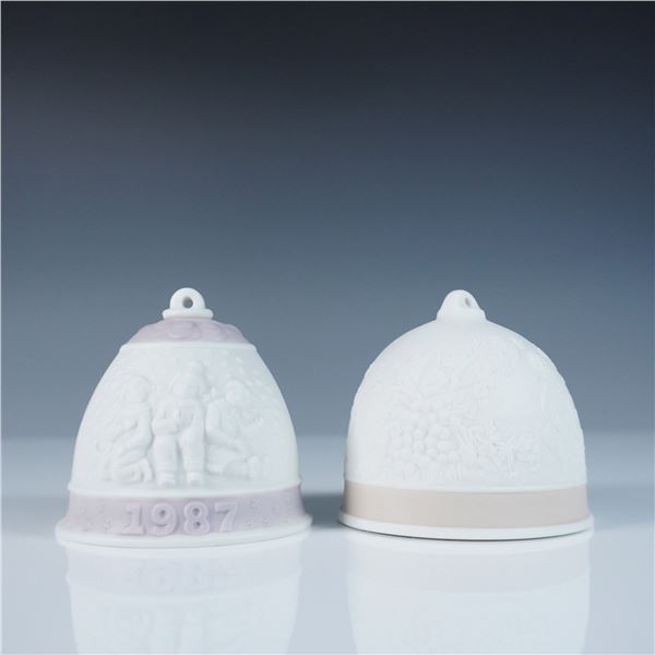 2pc Lladro Porcelain Bells, Christmas 1987 & Fall