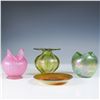 Image 1 : 4pc Art Glass Iridescent Vases and Dish Collection