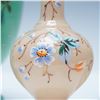 Image 3 : 3pc Hand-Painted Floral Opaline Glass Vase Set