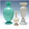 Image 5 : 3pc Hand-Painted Floral Opaline Glass Vase Set