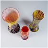 Image 3 : 3pc Czech Splatter Art Glass Vase Set
