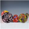 Image 4 : 3pc Czech Splatter Art Glass Vase Set