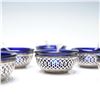 Image 3 : 17pc Sterling Silver and Cobalt Glass Open Salt Cellars with Spoons