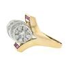 Image 5 : Unique Vintage Retro 14k Gold & Platinum 2.75 ctw Diamond & Ruby Insert Ring Set