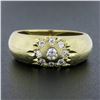 Image 2 : MAZ 14k Yellow Gold 0.27 ctw Star Pave Set Diamond Cluster Textured Band Ring