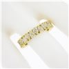 Image 6 : 18K Gold Alternating Pear Fancy Yellow Diamond Eternity Wedding Stack Band Ring