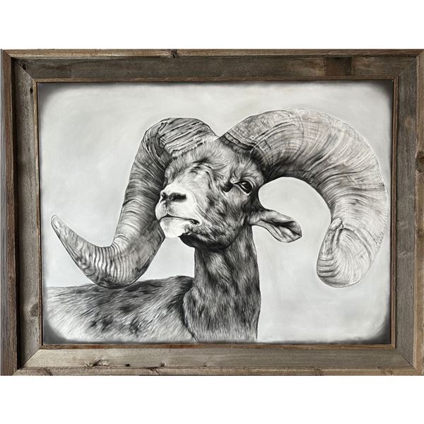 ORIGINAL CHARCOAL ON CANVAS OF CALIFORNIA RECORD RAM