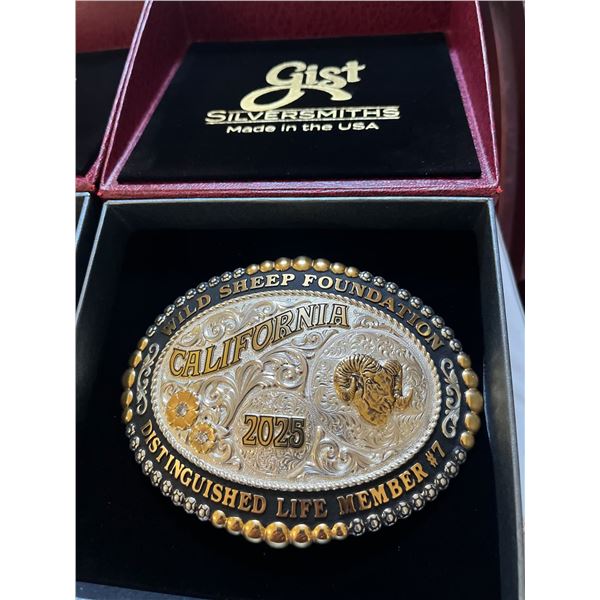 CALIFORNIA WILD SHEEP FOUNDATION DISTINGUISHED LIFE MEMBERSHIP #7 WITH SILVER BUCKLE!